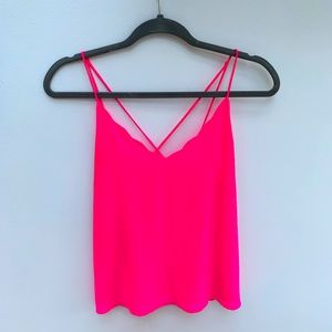 Neon Pink Scallop Neck Camisole